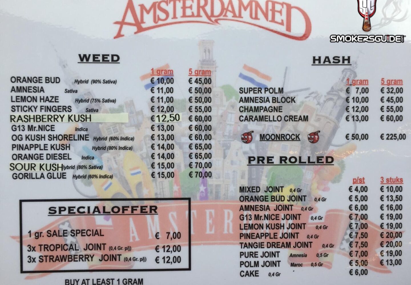 Amsterdam Weed Café Menu